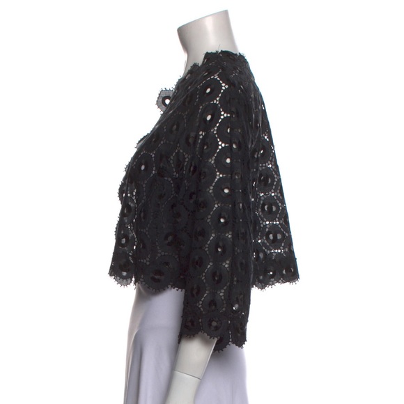 NWOT Tibi Lace Pattern Open Front Cropped Jacket. Black. Lasercut. Size small. - Picture 3 of 8